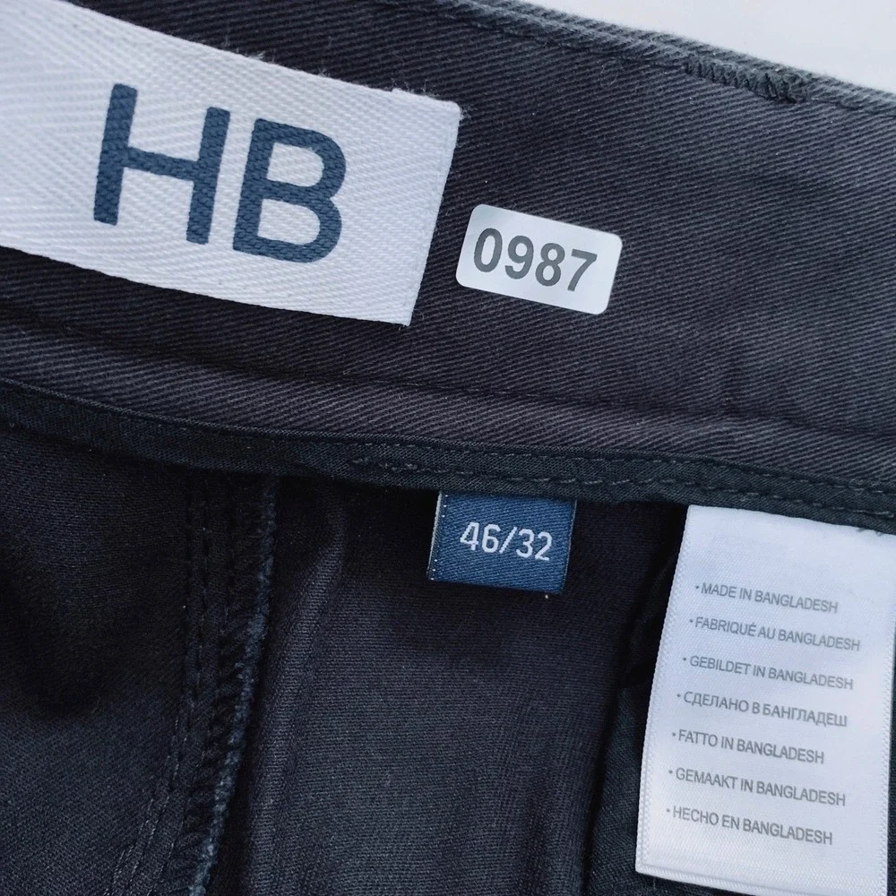 HB Harbor Bay Chino Waist-Relaxer Pants Men 46x32 Black Straight Leg Flat Front